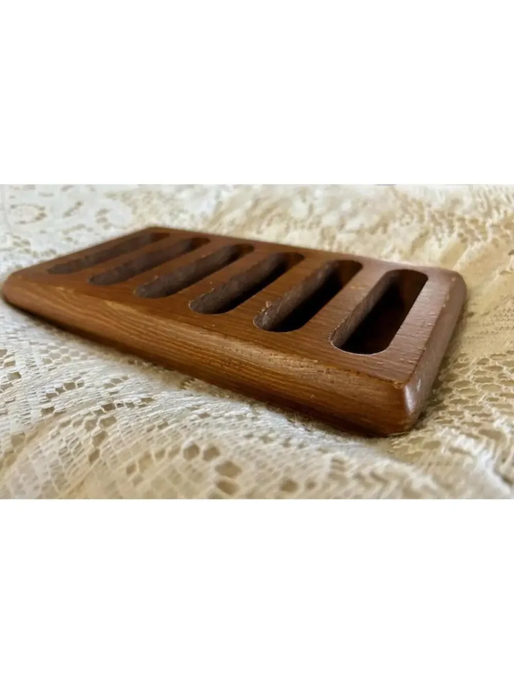 Vintage Wooden Coaster Holder or Trivet